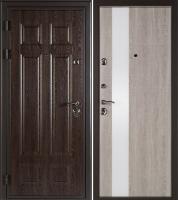 Дверь стальная ЛИВЕРПУЛЬ 2 (Коллекция "Shelter Plus") K-1 Дуб филадельфия шоколад/Дуб филадельфия грей (стекло белое)