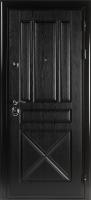 Дверь стальная ЛЕОН (Коллекция "Shelter Plus") V-1 Плантан черный/Крем (патина серебро)